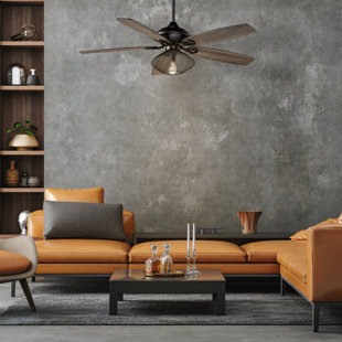 Ventilateur de plafond standard à 5 pales de 52 po avec télécommande et ensemble d'éclairage inclus