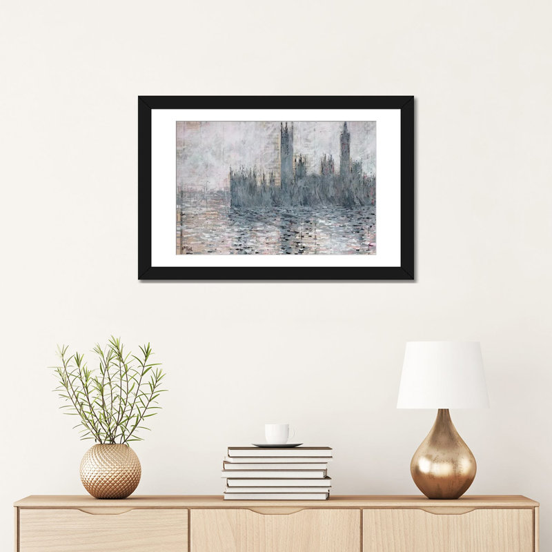 « westminster gray », reproduction sur toile, Papier d'art encadré noir, Blanc, H 16 po x l 24 po x P 1 po