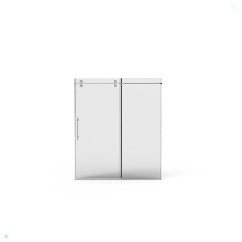 Porte de douche sans cadre de 56 à 60 po x H 76 po, porte de douche coulissante, avec cabine de douche en verre trempé épais de 3/8 po (10 mm) de qualité supérieure, couche facile à nettoyer à double face, finition chromée avec tampon