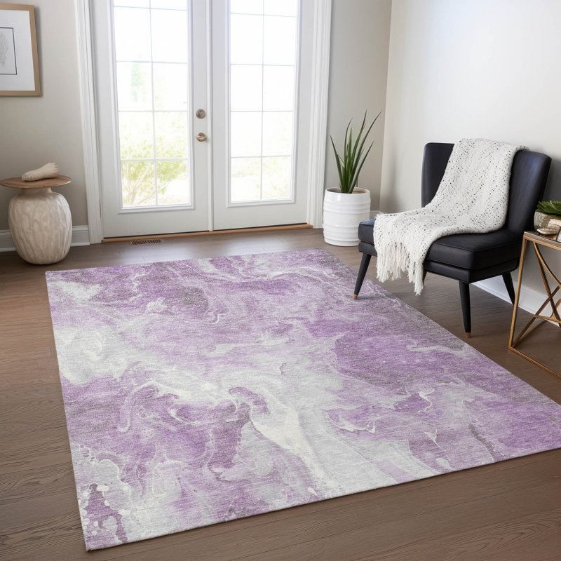 Machine Washable Indoor/Outdoor Cinead ACN1687 Lavender Rug, Rectangle 5' x 7'6"