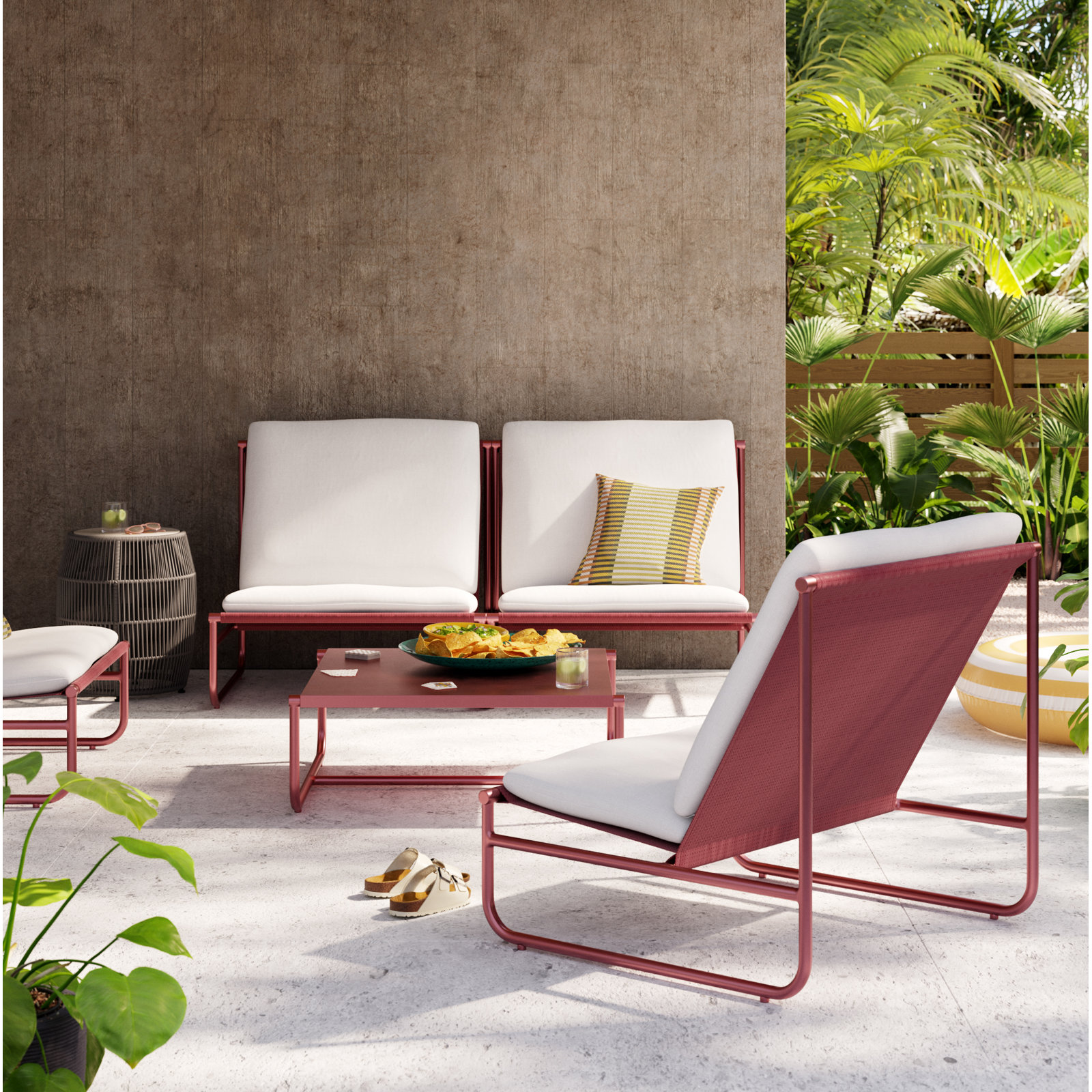 Sean 5 Piece Sofa Set, Red