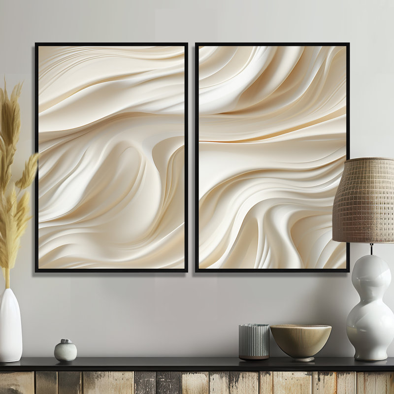 Sculptural Elegance - Art mural abstrait grand, Black, 36" H x 48" W, Framed Print without Mat
