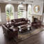 Ensemble de canapé classique en cuir Chesterfield, canapé en cuir de polyuréthane avec capitonnage à boutons en losange, garniture cloutée et pieds en bouleau massif, ensemble de mobilier de salon complet avec coussins décoratifs-55115567