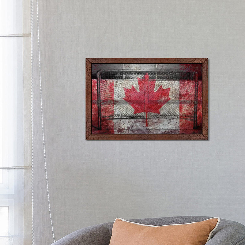 Hockey Goal Gate #3 by Unknown Artist - Floater Frame Print on Canvas, 101.6 cm H x 66.04 cm W, Brown