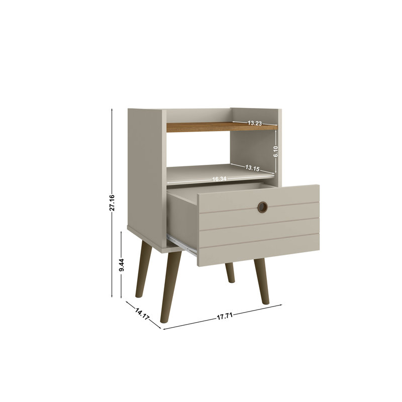 Helaina 17.71'' W Nightstand, Off White