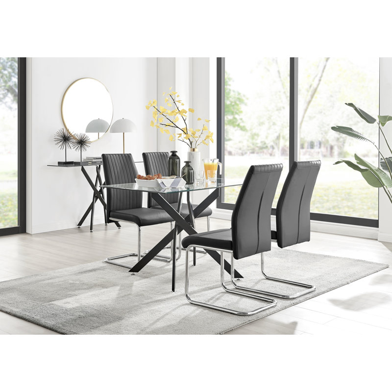 4 - Person Pedestal Dining Set, Black