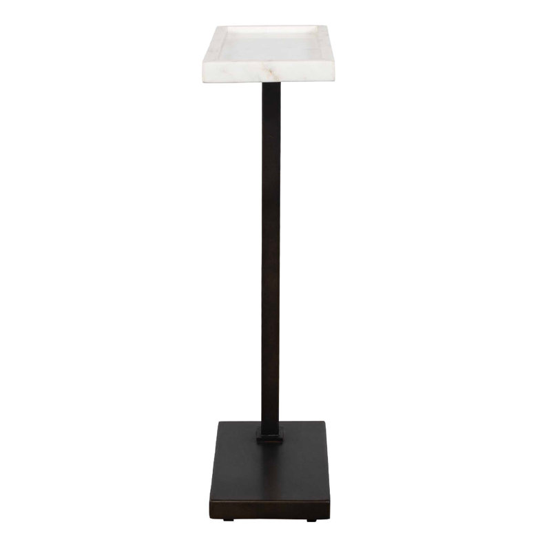 Table d'appoint décorative d'appoint, plateau en marbre blanc, fer bronze, 24 po