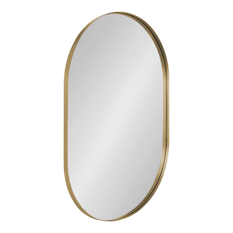 Elegant Brass Oval Wall Mirror with Metal Frame, 30" x 20"