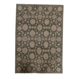 Manchuria Hand-Knotted Wool Oriental Area Rug in Ivory/Green