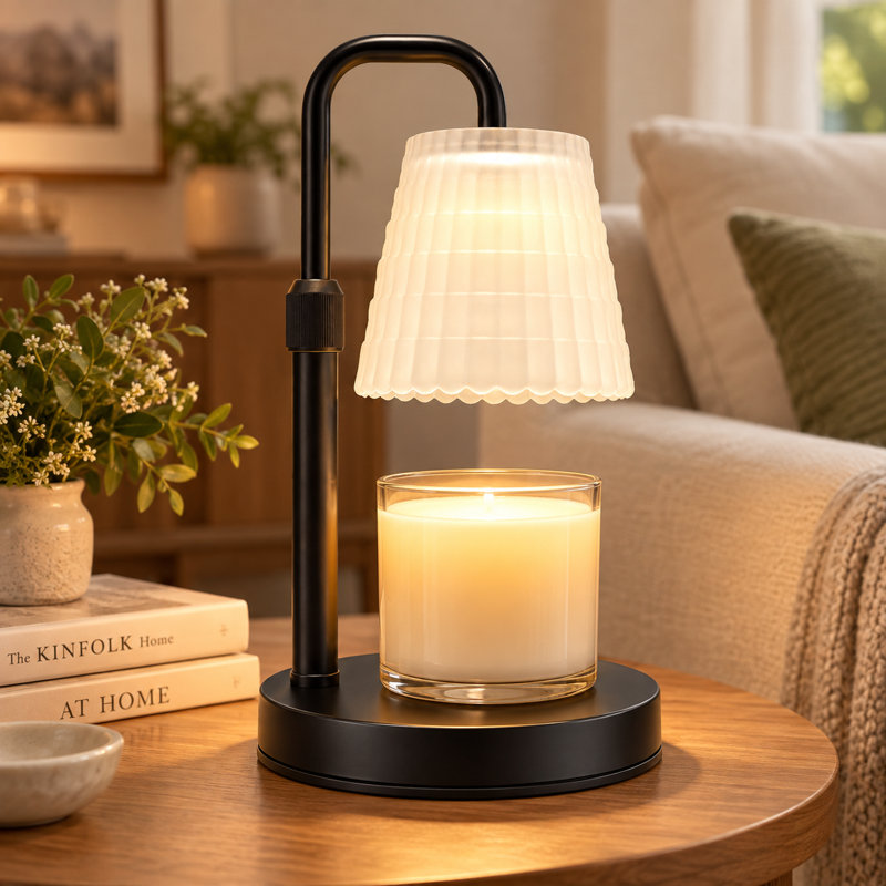 Candle Warmer Lamp with Timer & Dimmer, Wax Heating Melter for Scented Candle Jars Women House Warming Gift Heightness Adjustable bedrooms kitchen office Aesthetic Room Decor(Corn-patterned frosted glass)