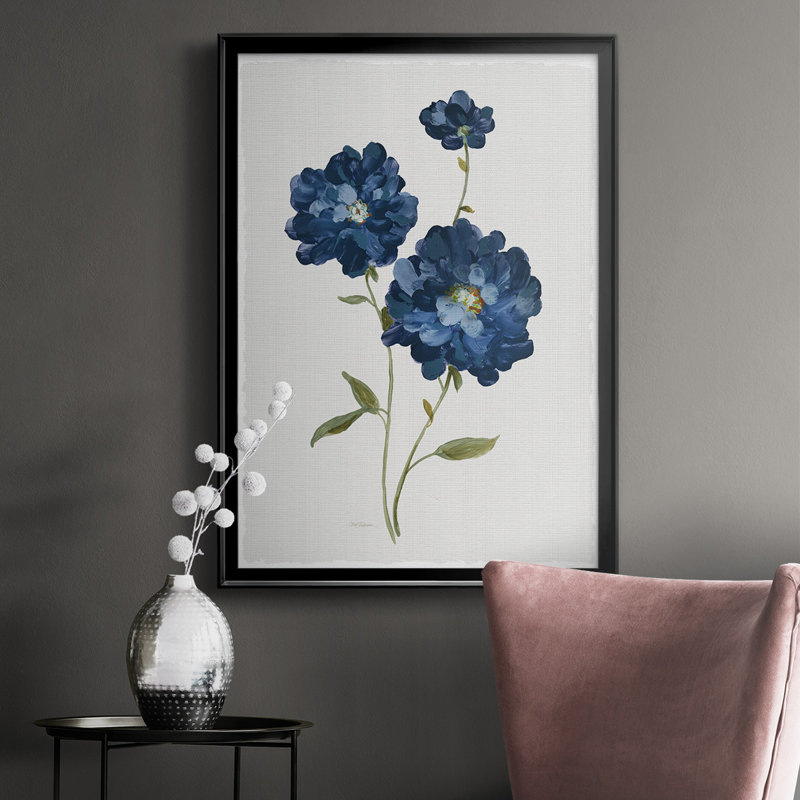 «Blue Mums», reproduction encadrée de qualité supérieure - prête à être accrochée, H 36,5 po x l 26,5 po x P 1 po, Noir