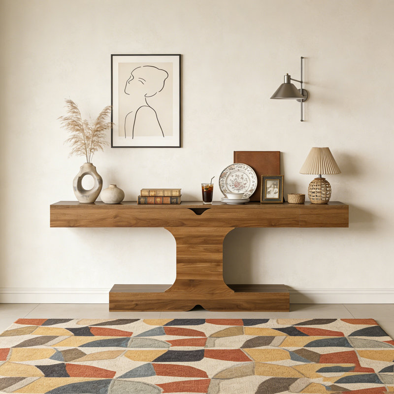 I-Shaped Farmhouse Console Table Sofa Table Entryway Table