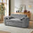 Light Grey Corduroy Sofa Bed with Pull Out Bed-1032997228