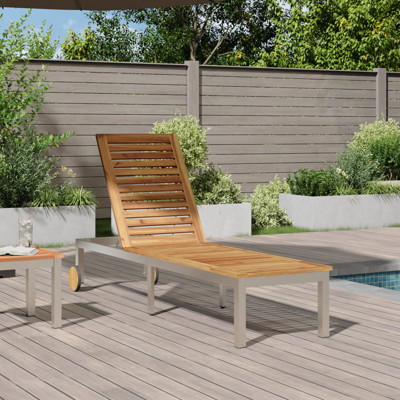 vidaXL Sun Lounger Reclining Oil Natural Outdoor Recliner Adjustable Garden