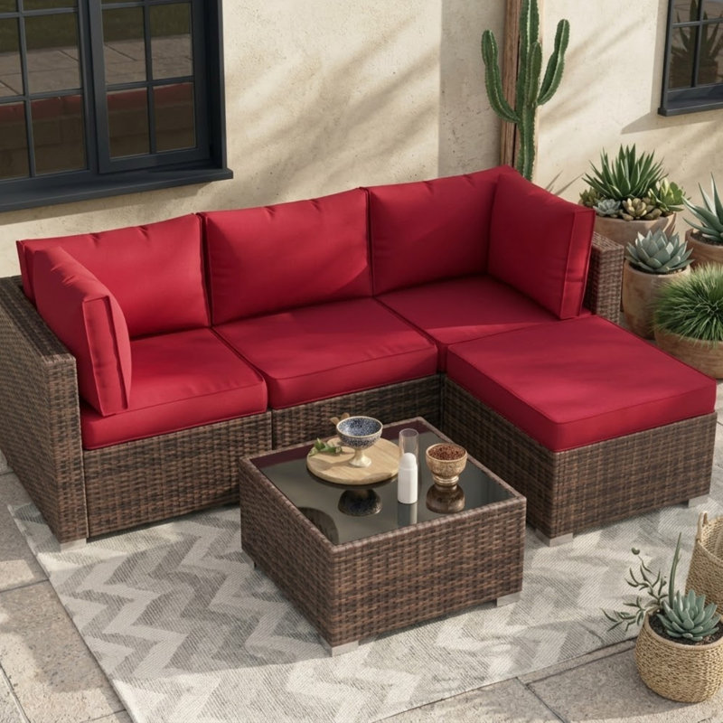 Ensemble de 9 coussins de rechange d'extérieur de 3,5 pouces pour siège/dossier 4 personnes (canapé non inclus), Wine Red