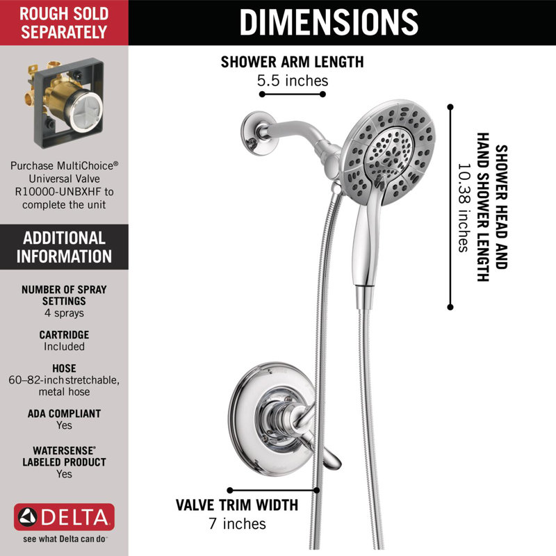 Linden 17 Series Dual-Function Shower Faucet Set, In2ition Shower Handle Trim Kit, Chrome