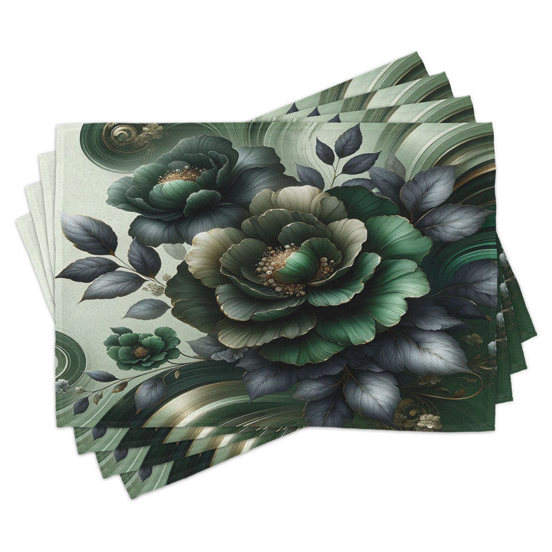 Ensemble de 4 napperons vert foncé Ambesonne