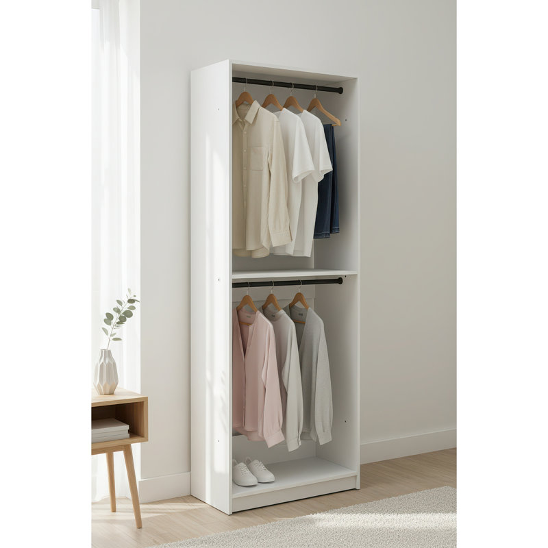Penderie 32 "en bois blanc avec deux tringles