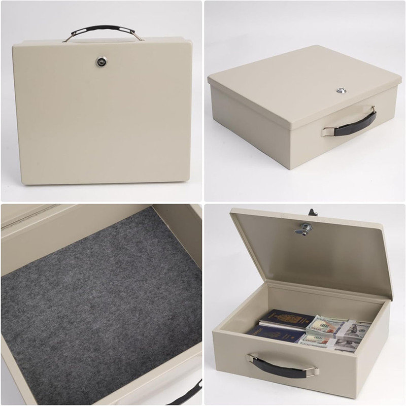 Fireproof Document Box with Key Lock & Fireproof Money Bag, Fire Resistance Security Chest, Fireproof Box for Documents (White, Large)