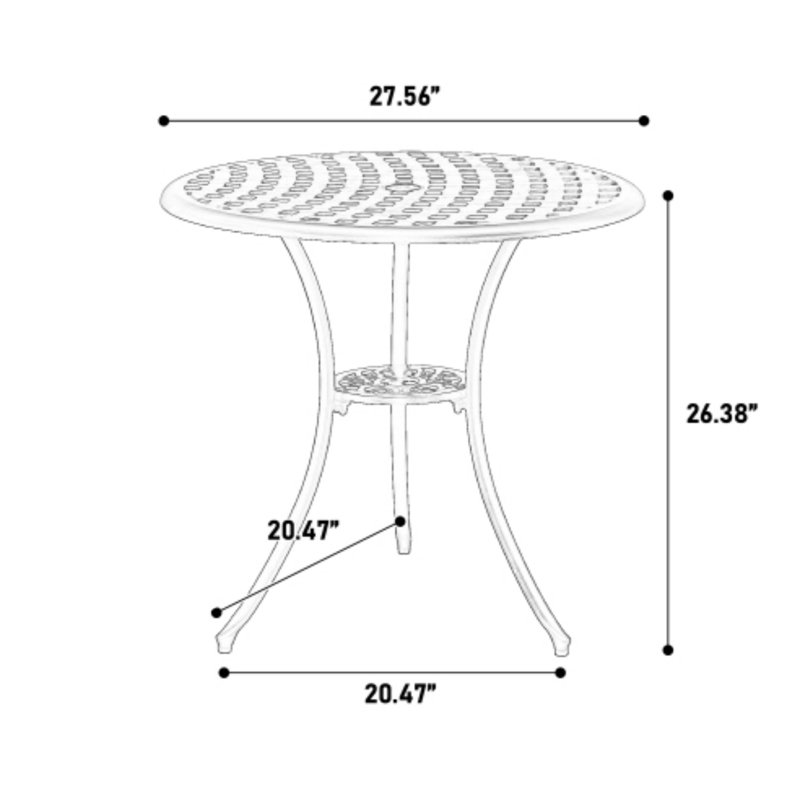 Ensemble bistro avec 2 chaises pour parasol, idéal pour les apéros de patio, Blanc