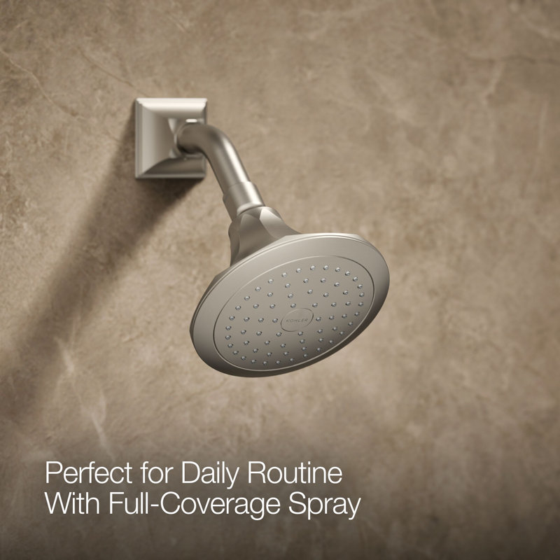 Garniture de valve de douche Memoir Stately Rite-Temp avec poignée levier et pomme de douche 2,5 GPM, Nickel brossé éclatant