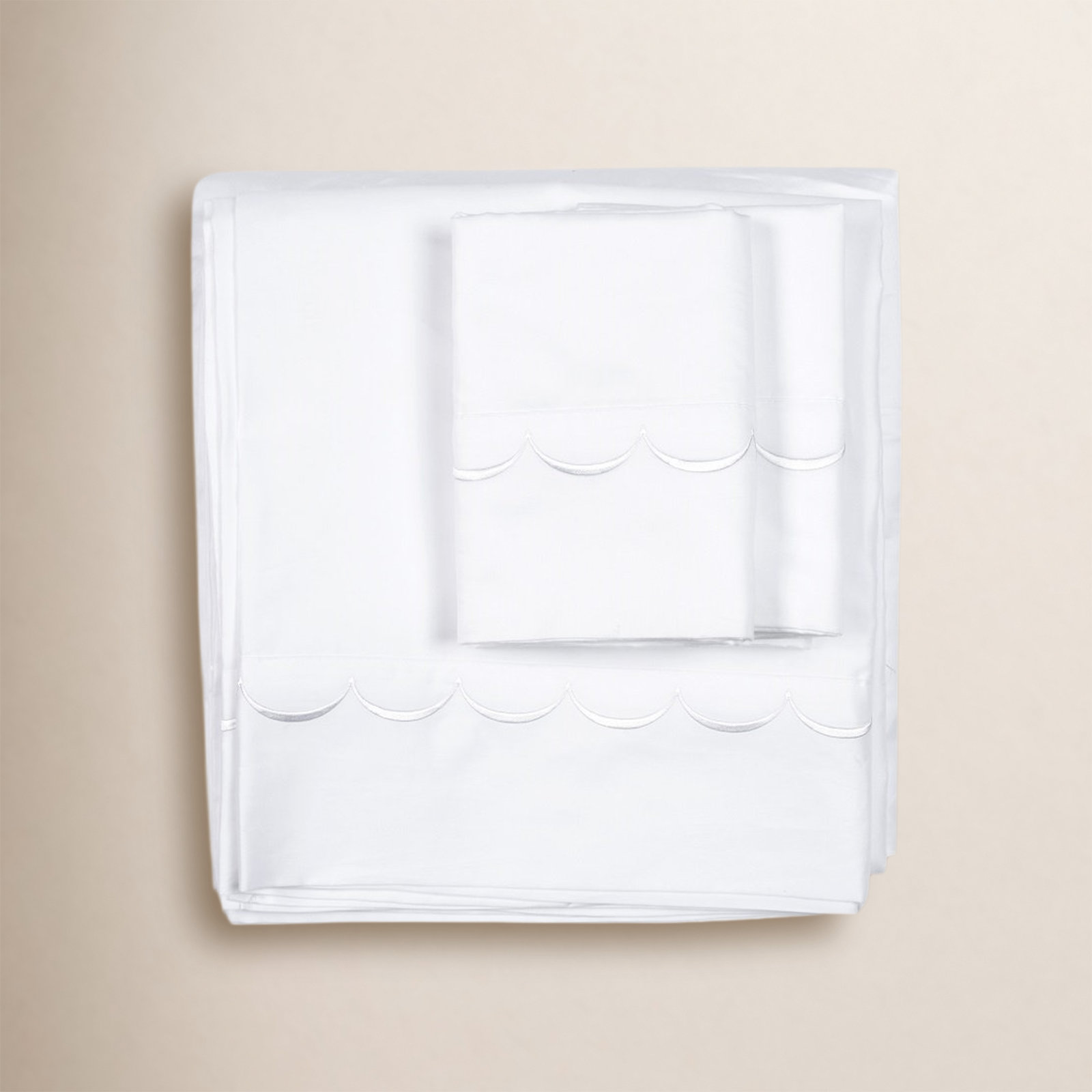 Camillo Sateen Sheet Set, White, California King Sheet+Fitted Sheet + 2 Pillowcases