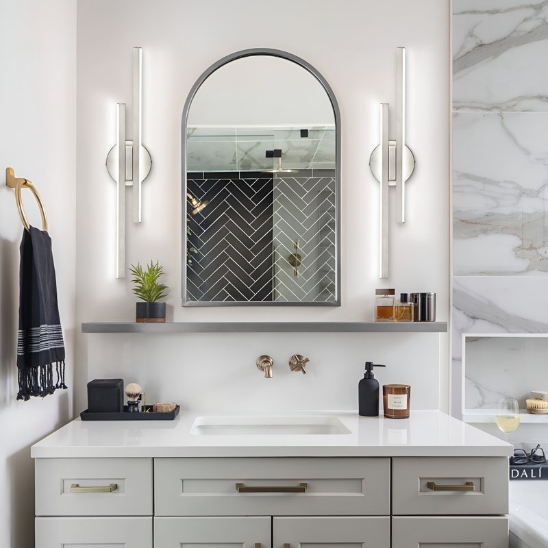 Doreena 3 Color Temperature Adjustable Dimmable LED Vanity Light, Brushed Nickel, 3000K