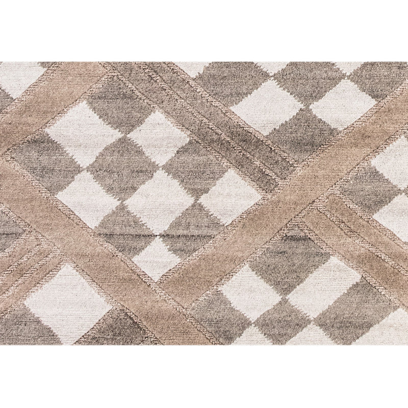 Handmade Wool Geometric Area Rug, Rectangle 6' x 9'