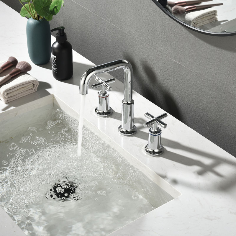 8" Solid Brass Widespread Bathroom Sink Faucet Double Handle Bathroom Faucet Primast, Chrome