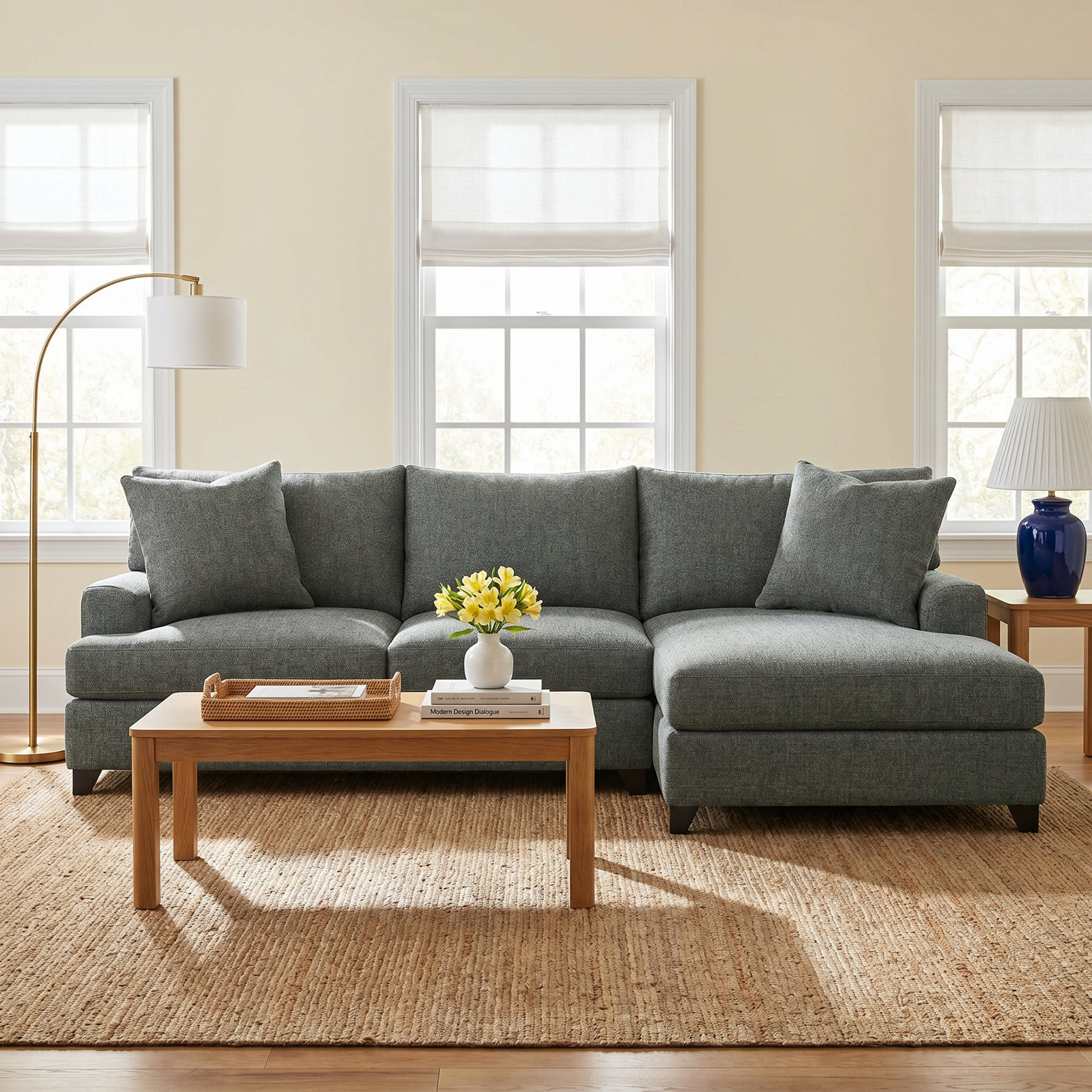 Shorewood Upholstered Chaise L-Sectional, Bella Chocolate, Right Hand Facing