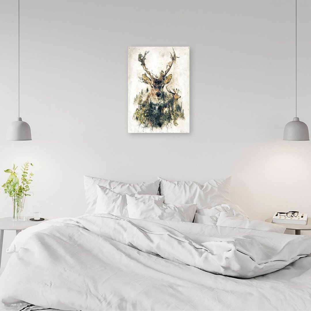 Leinwandbild - Grafikdruck „Artistic Deer”