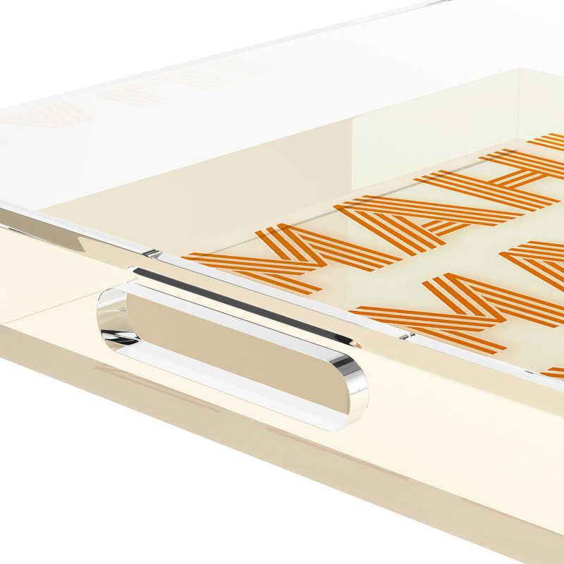 Mahjong Abstract Decorative Tray, 12"W x 12"D x 2"H, Orange, Square
