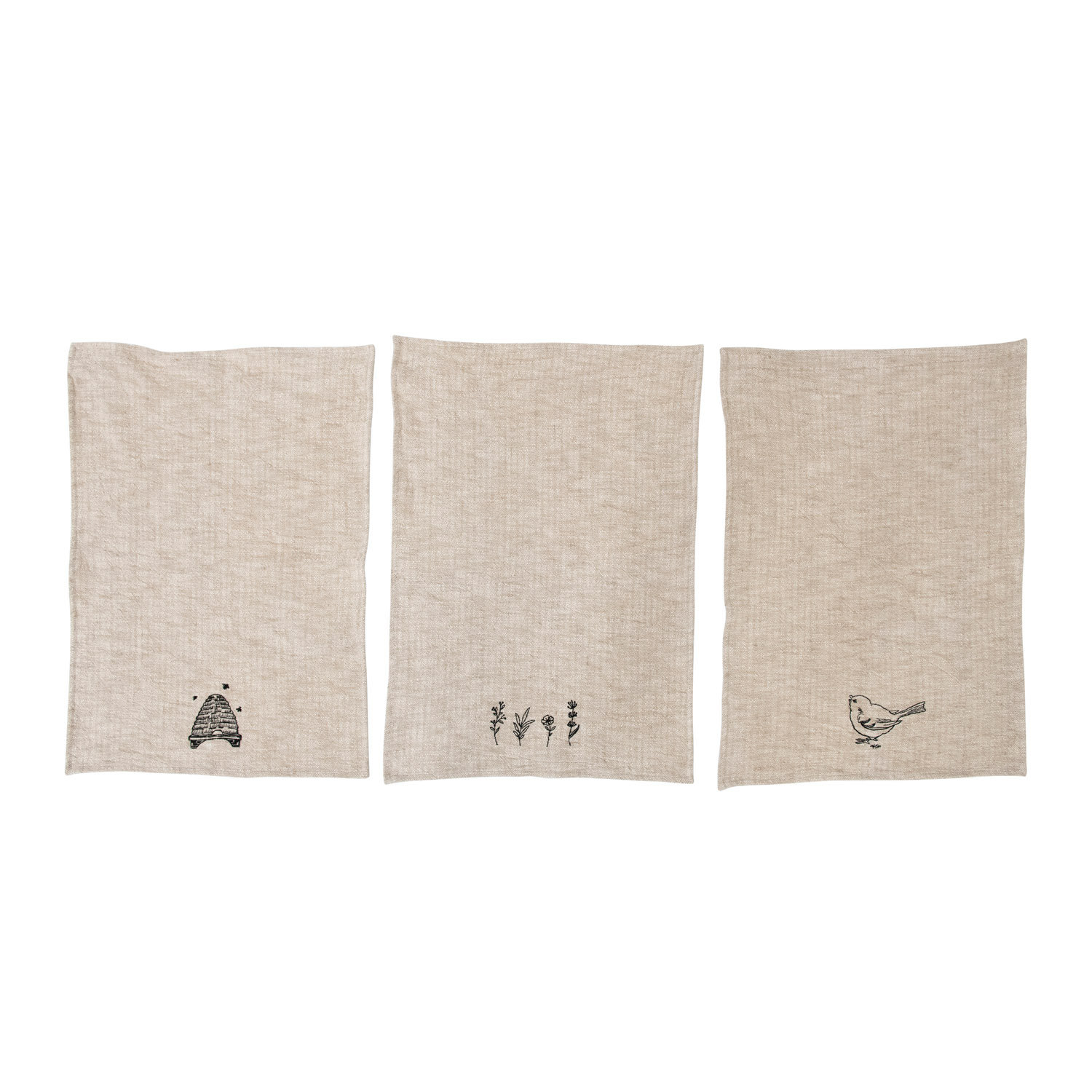 Linen & Cotton Slub Embroidered Tea Towel – Stella's Table