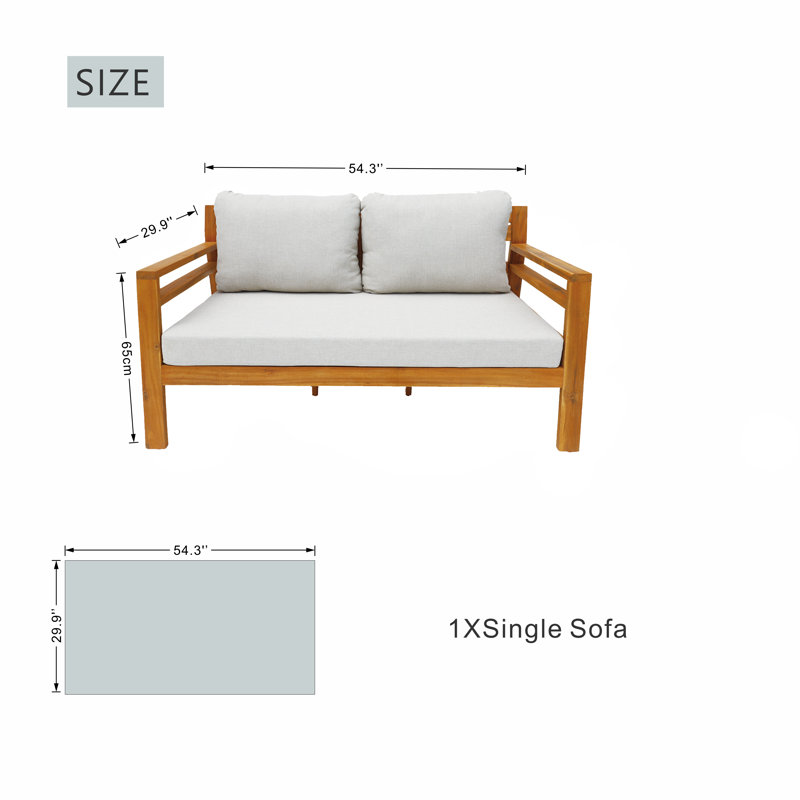 Acacia Wood Outdoor Loveseat With Cushions