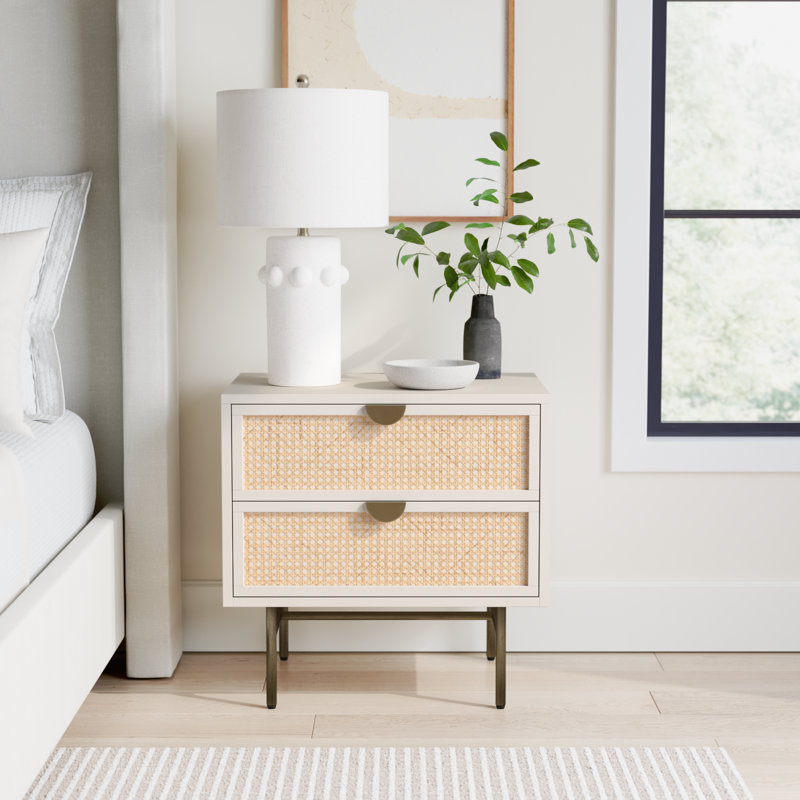 Brooks 2 - Drawer 24" Nightstand in White/Brown/Natural
