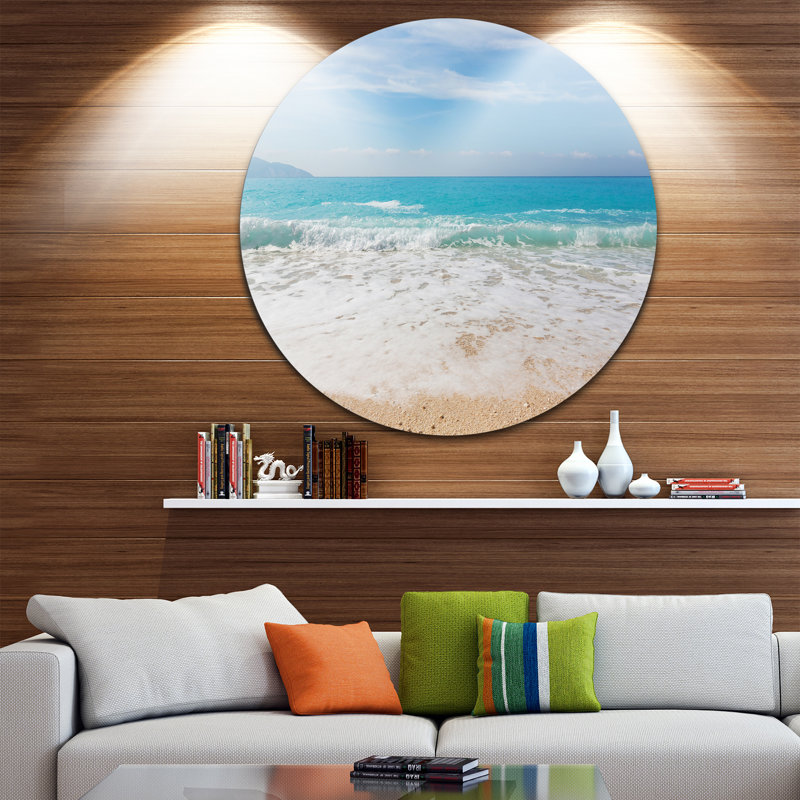 «Permit White Waves Kissing Beach Sand», photographie, H 36 po x l 36 po x P 1 po, Métal métal