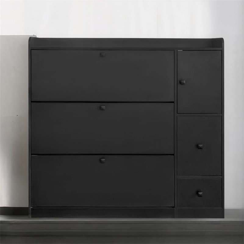 24 Pair Shoe Storage Cabinet, Black