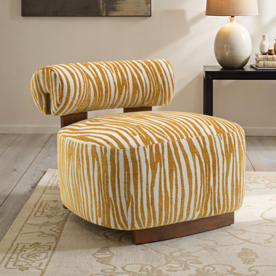Fauteuil d'appoint de style contemporain avec dossier cylindrique en mousse à haute densité à motif zébré de 1 pièce