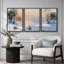 Paysage de rivière d'hiver avec arbres couverts de neige, images de salon, estampe numérique sur toile encadrée, 3 pièces - 16 po x 24 po x 3 pièces, 24 po x 36 po x 3 pièces-133895599-133895604