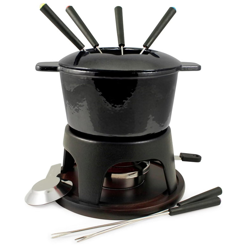 11-Piece Sierra Fondue Set - Cherry Red, Black