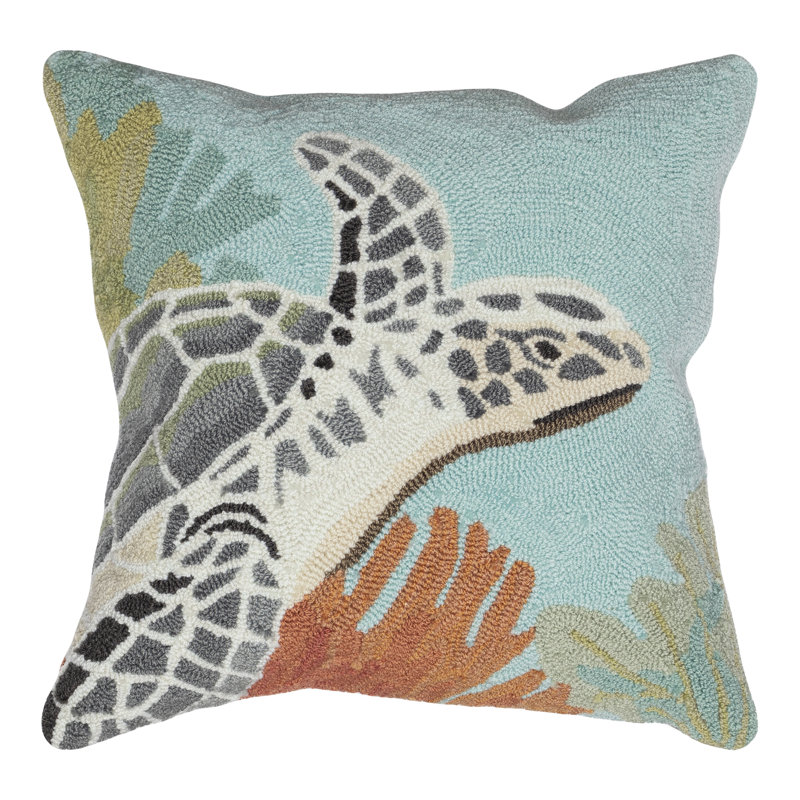 Frontporch Indoor/Outdoor Gray/Orange/Green Square Throw Cushion Cover
