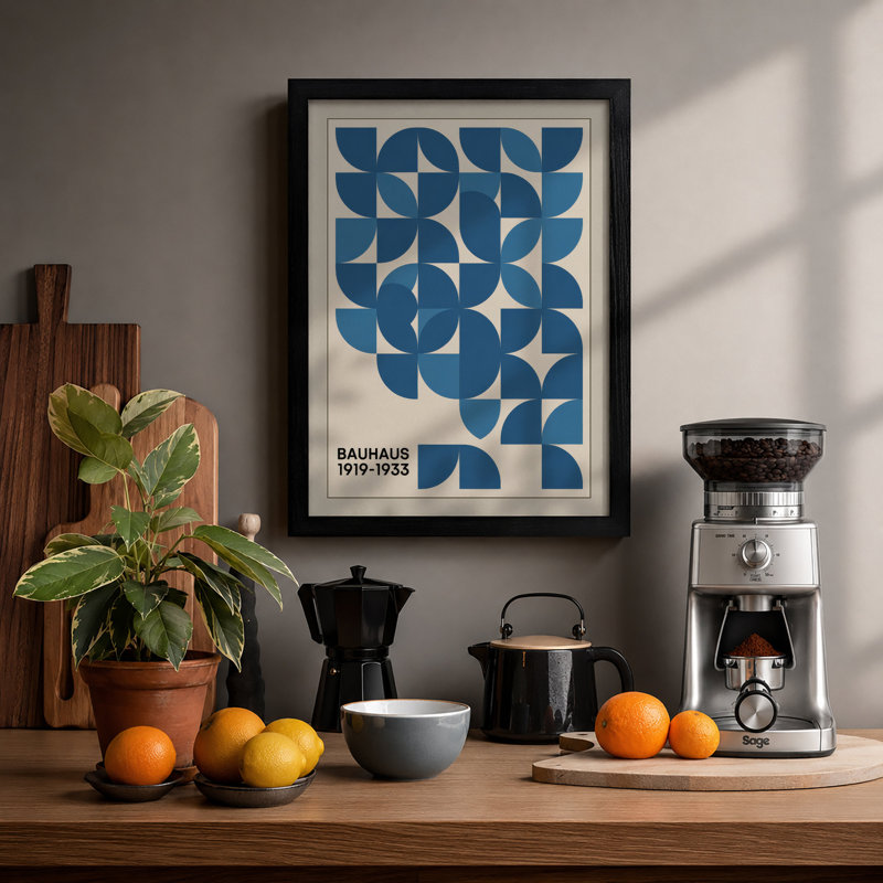 Bauhaus Order Geometric - Framed Print, A2 - 59.4 x 42.0 cm, Black