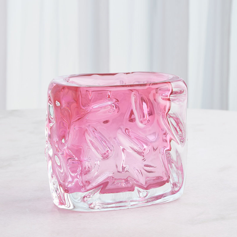 Vase de table en verre, Hauteur totale - 5,50 po, Rose