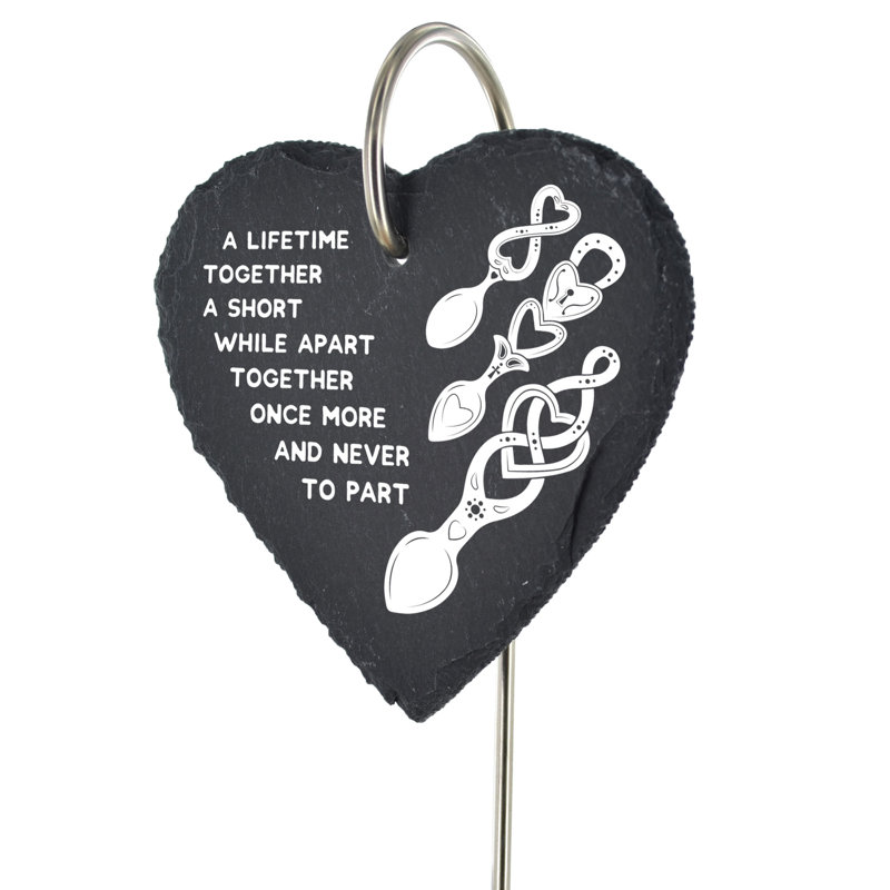 Blaike Slate Heart Grave Marker Love Spoons Memorial Plaque
