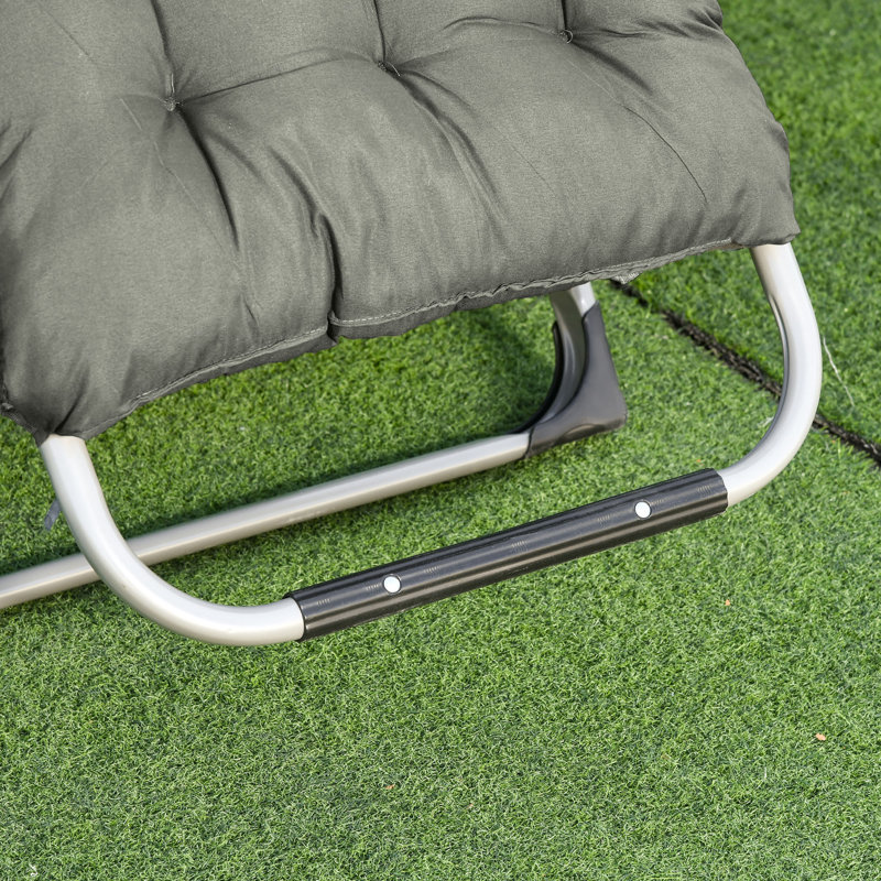 Chaise de jardin inclinable avec repose-tête Outsunny, Gris foncé