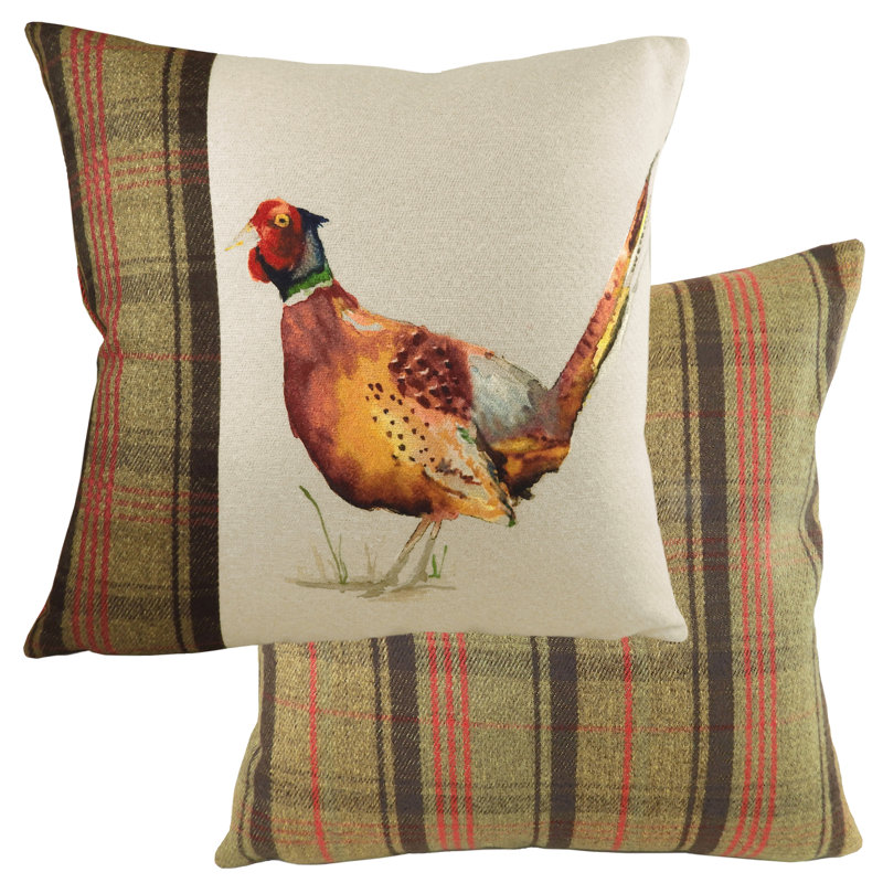 Plaid Square Cushion, Feathers