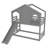 Bonwell 41.3" W x 78.7" D x 82.7" H Pine Wood Twin over Twin House Bunk Bed with Slide and Shelves