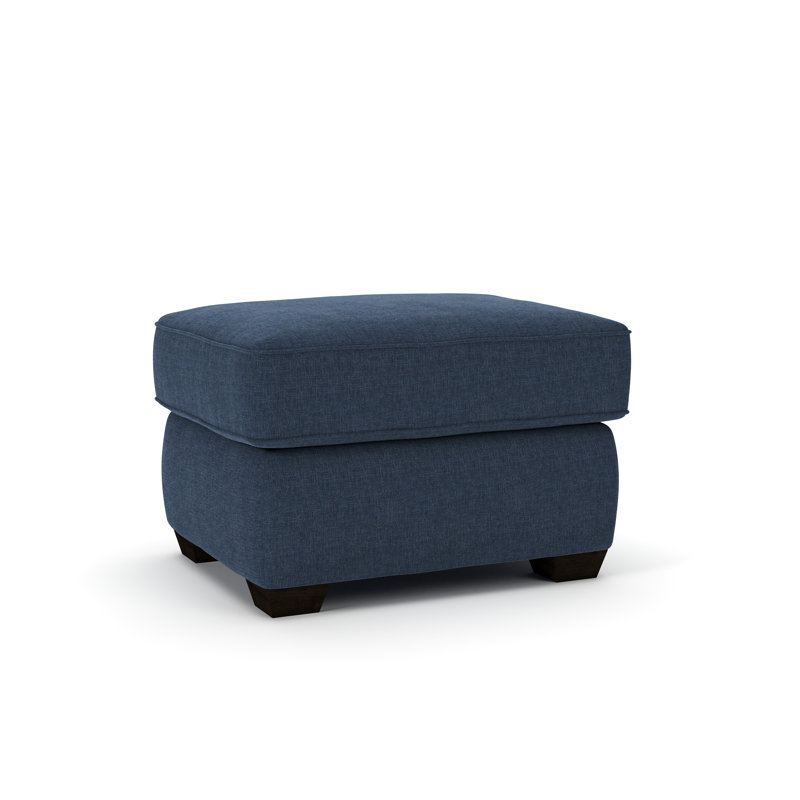 Gemi Upholstered Ottoman, Drusky Navy Sustain® Basketweave