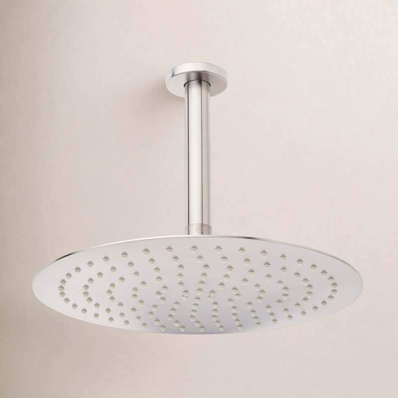 Signature Hardware 12" Round Rain Fixed Shower Head, Brushed Nickel