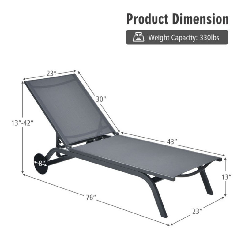 Pryer Outdoor Metal Chaise Lounge, Gray